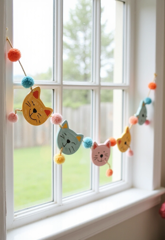 26 Ceramic Cat Plate Decor Ideas For Feline Fans 29 26 Ceramic Cat Plate Decor Ideas For Feline Fans - 5. Festive Cat Plate Garland