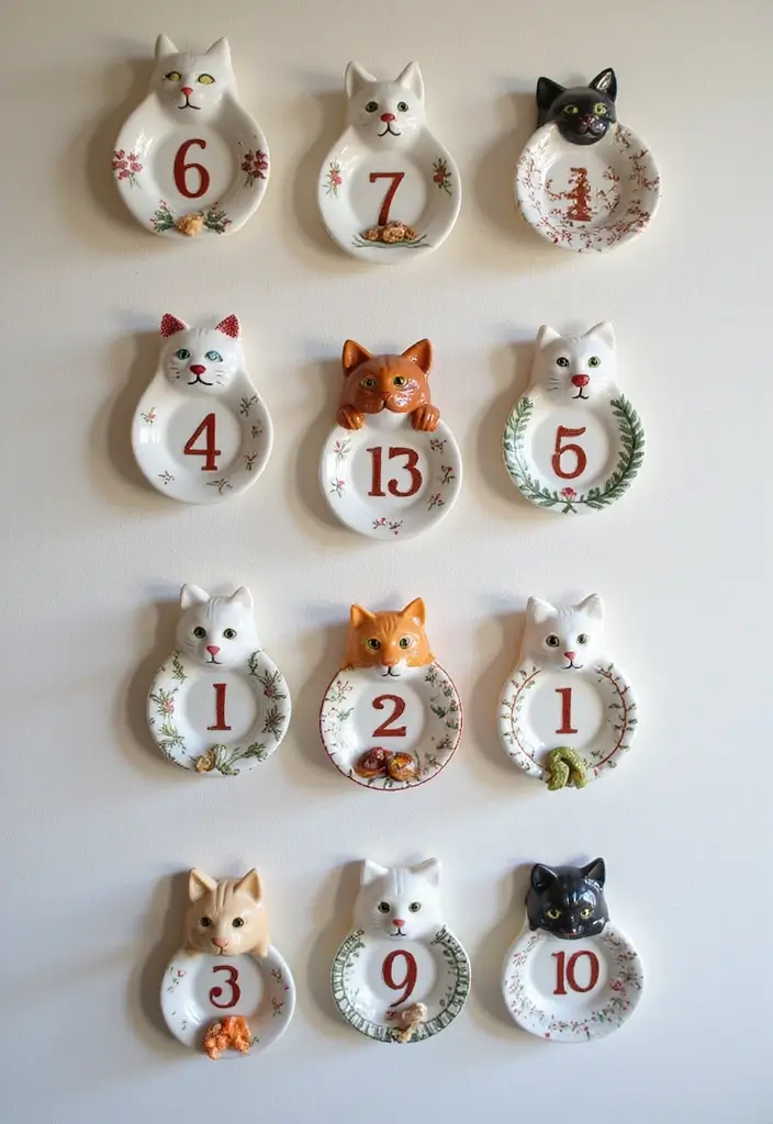 26 Ceramic Cat Plate Decor Ideas For Feline Fans 43 26 Ceramic Cat Plate Decor Ideas For Feline Fans - 9. Cat-Themed Advent Calendar