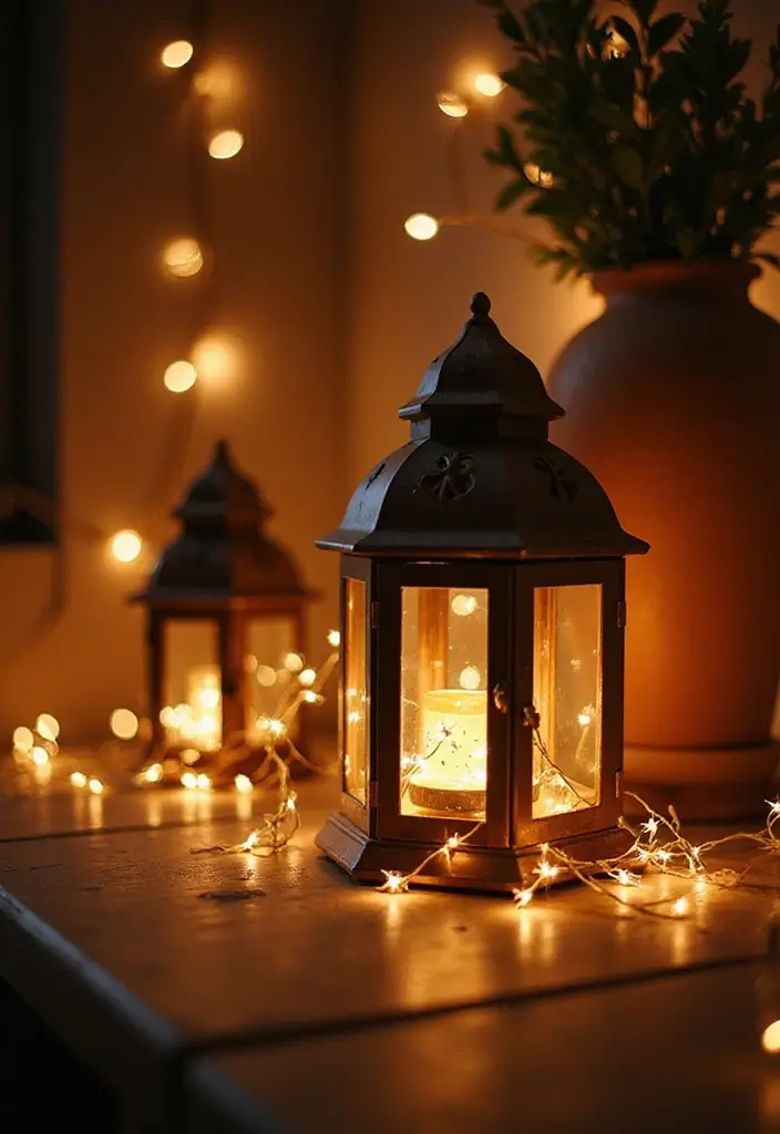26 Ceramic Lantern Decor Ideas That Glow Beautifully 16 26 Ceramic Lantern Decor Ideas That Glow Beautifully - 10. Ceramic Lanterns with Fairy Lights