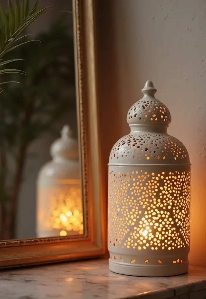 26 Ceramic Lantern Decor Ideas That Glow Beautifully 25 26 Ceramic Lantern Decor Ideas That Glow Beautifully - 17. Pairing Lanterns with Mirrors