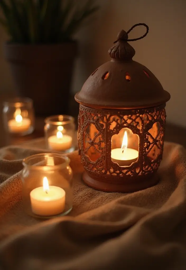 26 Ceramic Lantern Decor Ideas That Glow Beautifully 28 26 Ceramic Lantern Decor Ideas That Glow Beautifully - 18. Integrating Lanterns with Candles