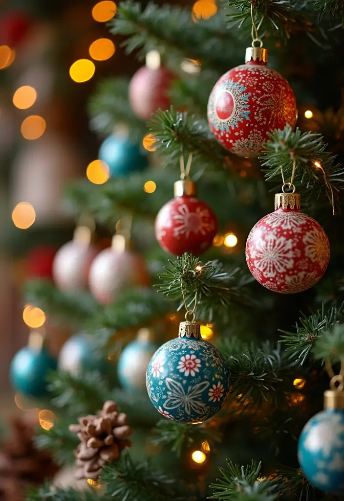 26 Christmas Decor Ideas Using Ceramic Ornaments 1 26 Christmas Decor Ideas Using Ceramic Ornaments - 1. Hand-Painted Ornaments as Tree Decor