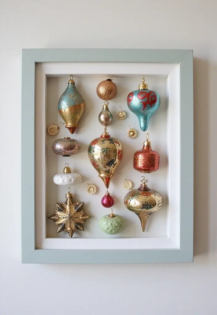 26 Christmas Decor Ideas Using Ceramic Ornaments 40 26 Christmas Decor Ideas Using Ceramic Ornaments - 12. Wall Art with Ornaments