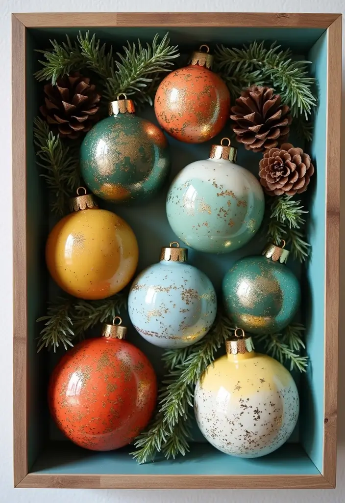 26 Christmas Decor Ideas Using Ceramic Ornaments 48 26 Christmas Decor Ideas Using Ceramic Ornaments - 18. Ceramic Ornament Shadow Boxes