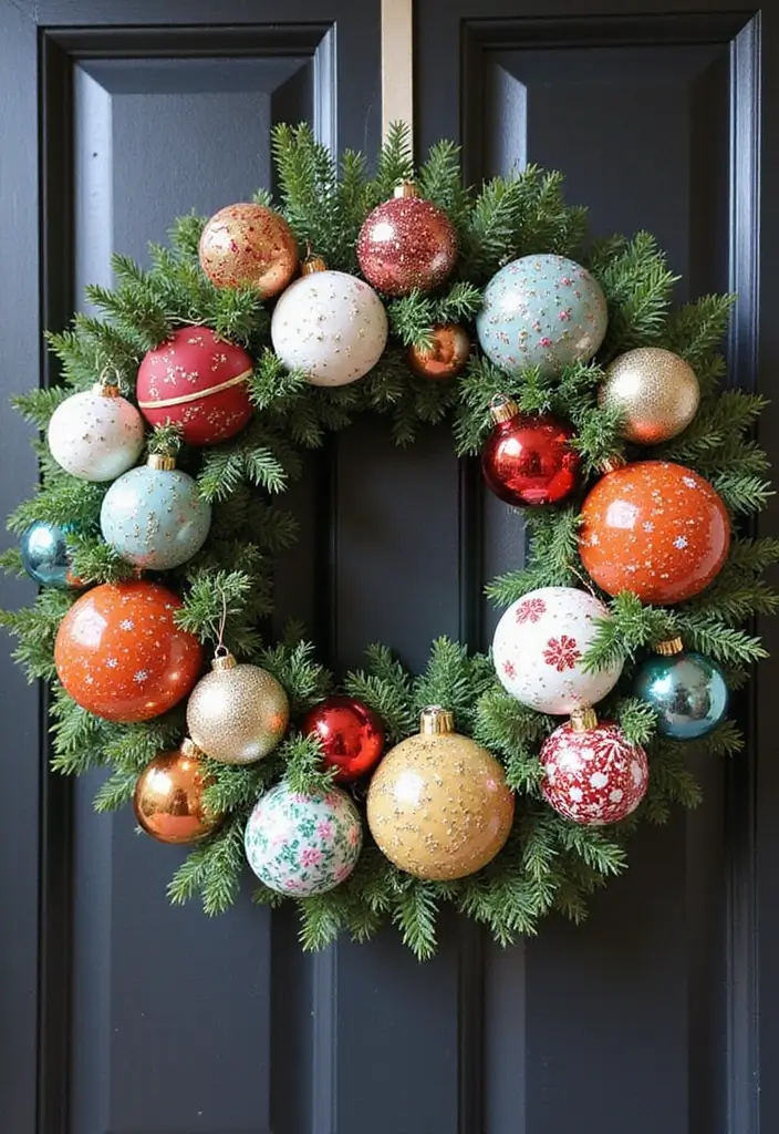 26 Christmas Decor Ideas Using Ceramic Ornaments 8 26 Christmas Decor Ideas Using Ceramic Ornaments - 2. Create a Festive Wreath