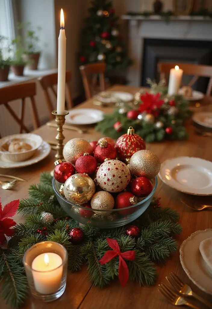 26 Christmas Decor Ideas Using Ceramic Ornaments 9 26 Christmas Decor Ideas Using Ceramic Ornaments - 3. Centerpieces for the Dining Table