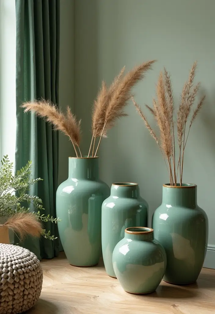 26 Green Ceramic Vase Decor Ideas For Natural Elegance 40 26 Green Ceramic Vase Decor Ideas For Natural Elegance - 22. Coordinated Themes
