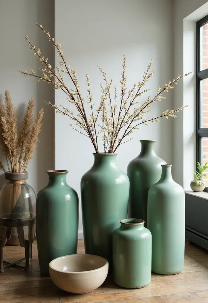 26 Green Ceramic Vase Decor Ideas For Natural Elegance 44 26 Green Ceramic Vase Decor Ideas For Natural Elegance - 26. Vintage & Modern Fusion
