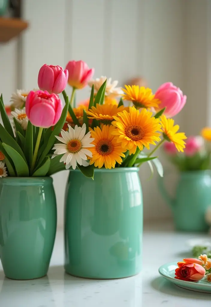 26 Green Ceramic Vase Decor Ideas For Natural Elegance 10 26 Green Ceramic Vase Decor Ideas For Natural Elegance - 4. Vibrant Color Pop