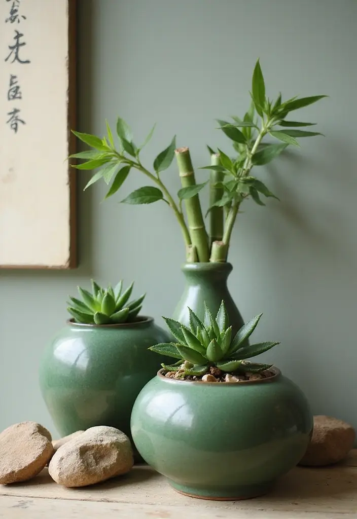 26 Green Ceramic Vase Decor Ideas For Natural Elegance 11 26 Green Ceramic Vase Decor Ideas For Natural Elegance - 5. Zen-Inspired Spaces