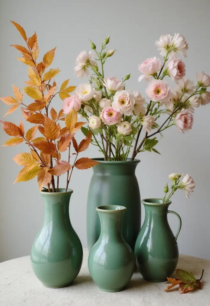 26 Green Ceramic Vase Decor Ideas For Natural Elegance 19 26 Green Ceramic Vase Decor Ideas For Natural Elegance - 9. Seasonal Decor