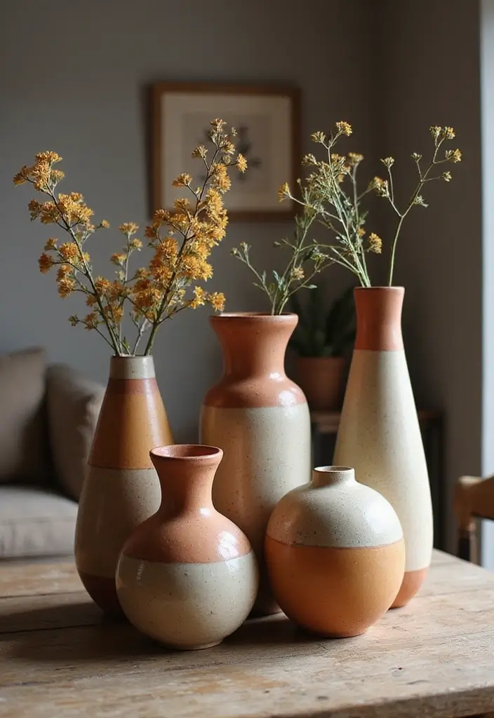 26 Rustic Ceramic Decor Ideas For Warm Cozy Spaces 1 26 Rustic Ceramic Decor Ideas For Warm Cozy Spaces - 1. Handcrafted Ceramic Vases