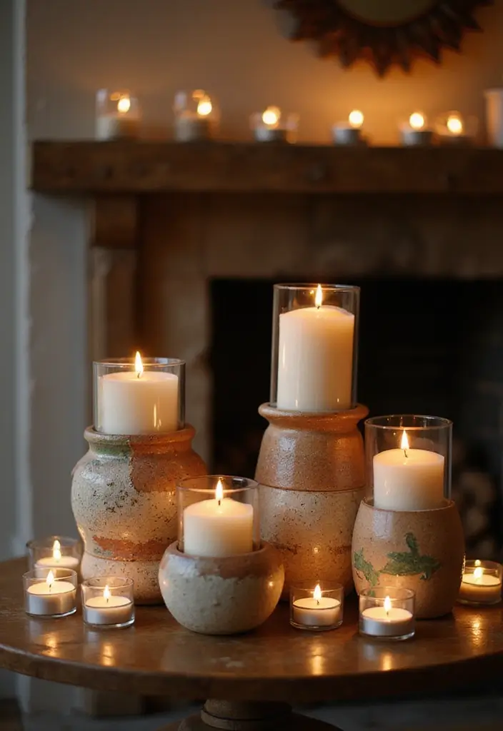 26 Rustic Ceramic Decor Ideas For Warm Cozy Spaces 17 26 Rustic Ceramic Decor Ideas For Warm Cozy Spaces - 5. Ceramic Candle Holders