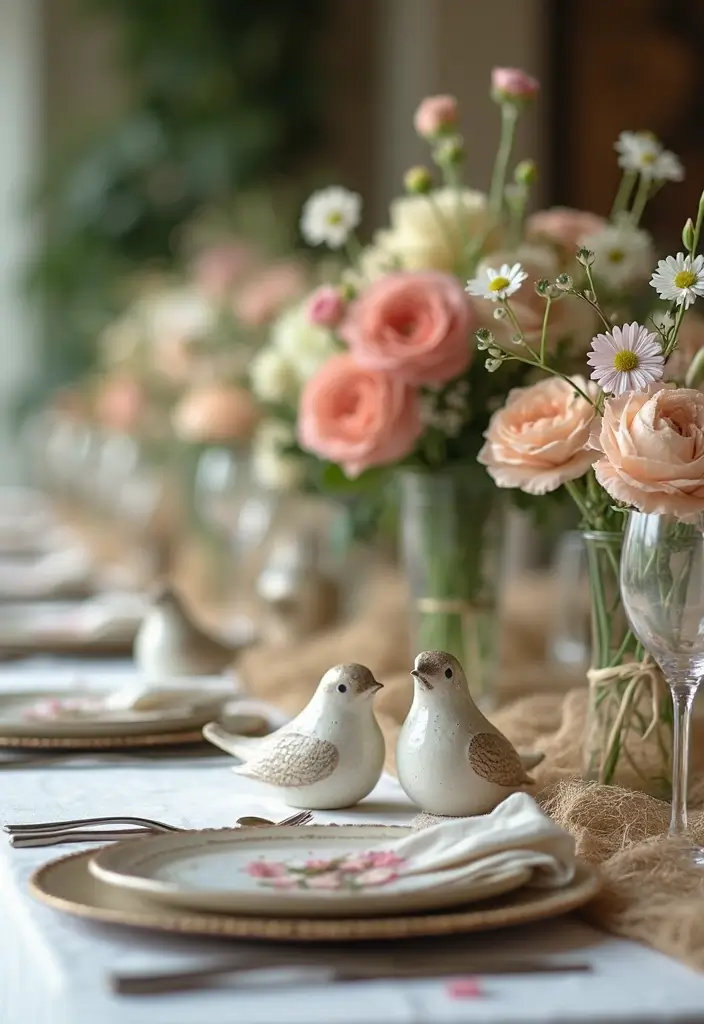 26 Vintage Ceramic Bird Decor Ideas For Collectors 59 26 Vintage Ceramic Bird Decor Ideas For Collectors - 17. Bird-Themed Wedding Decor