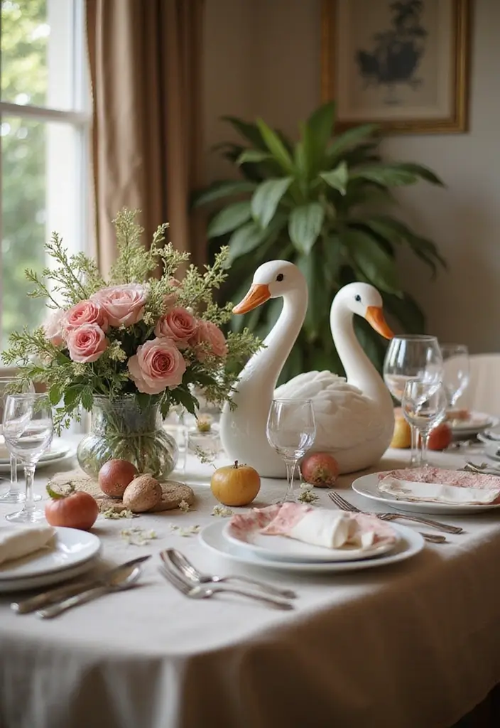 26 Vintage Ceramic Swan Decor Ideas For Elegant Interiors 1 26 Vintage Ceramic Swan Decor Ideas For Elegant Interiors - 1. Elegant Centerpiece for Dining Tables