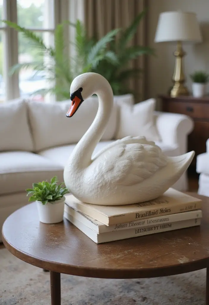 26 Vintage Ceramic Swan Decor Ideas For Elegant Interiors 24 26 Vintage Ceramic Swan Decor Ideas For Elegant Interiors - 10. Coffee Table Accent
