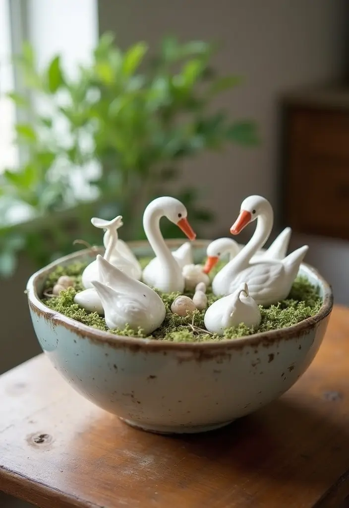 26 Vintage Ceramic Swan Decor Ideas For Elegant Interiors 25 26 Vintage Ceramic Swan Decor Ideas For Elegant Interiors - 11. Decorative Bowl Display