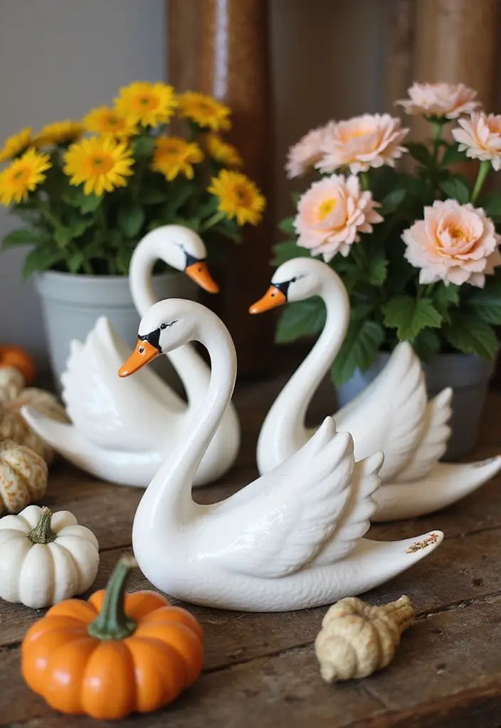 26 Vintage Ceramic Swan Decor Ideas For Elegant Interiors 32 26 Vintage Ceramic Swan Decor Ideas For Elegant Interiors - 14. Seasonal Decor