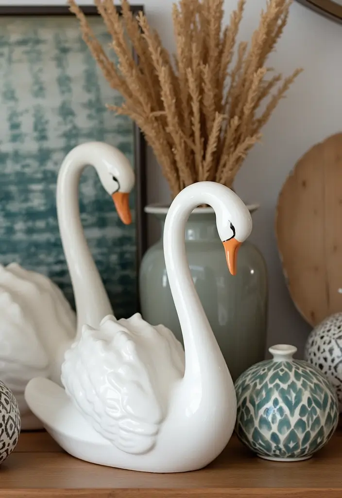 26 Vintage Ceramic Swan Decor Ideas For Elegant Interiors 37 26 Vintage Ceramic Swan Decor Ideas For Elegant Interiors - 17. Mix and Match Styles