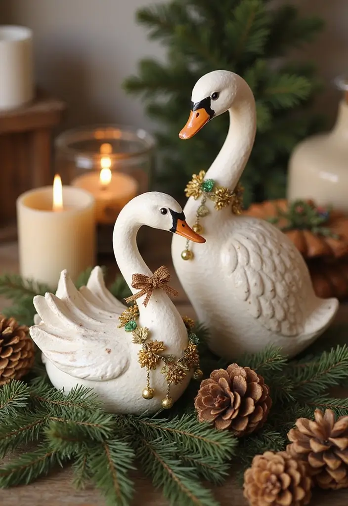 26 Vintage Ceramic Swan Decor Ideas For Elegant Interiors 42 26 Vintage Ceramic Swan Decor Ideas For Elegant Interiors - 20. Holiday Decor