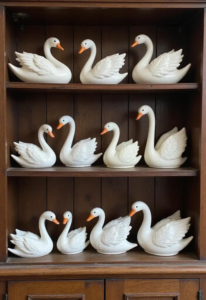 26 Vintage Ceramic Swan Decor Ideas For Elegant Interiors 44 26 Vintage Ceramic Swan Decor Ideas For Elegant Interiors - 22. Nostalgic Collection