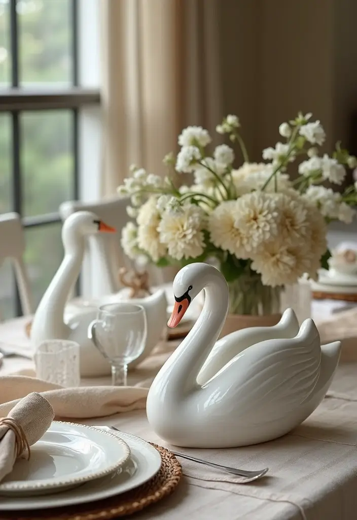 26 Vintage Ceramic Swan Decor Ideas For Elegant Interiors 45 26 Vintage Ceramic Swan Decor Ideas For Elegant Interiors - 23. Creative Table Settings