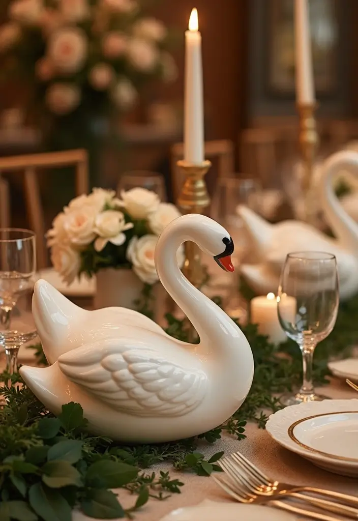 26 Vintage Ceramic Swan Decor Ideas For Elegant Interiors 55 26 Vintage Ceramic Swan Decor Ideas For Elegant Interiors - 25. Event Centerpieces