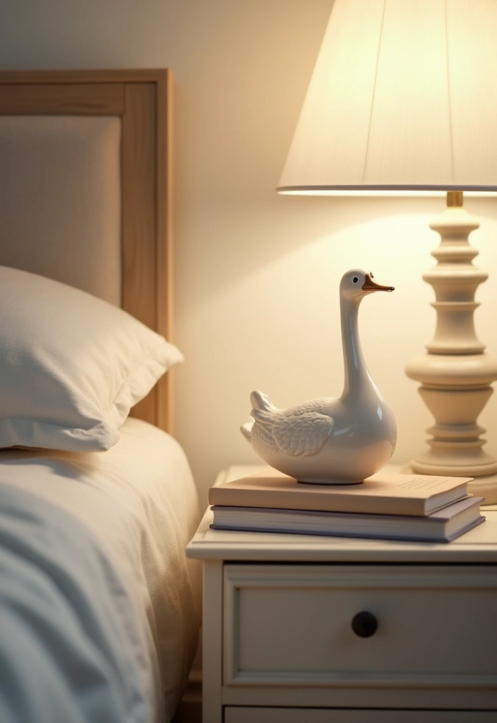 26 Vintage Ceramic Swan Decor Ideas For Elegant Interiors 19 26 Vintage Ceramic Swan Decor Ideas For Elegant Interiors - 7. Bedroom Nightstand Decor