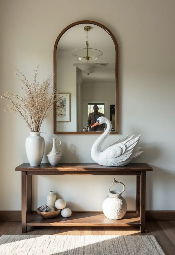 26 Vintage Ceramic Swan Decor Ideas For Elegant Interiors 20 26 Vintage Ceramic Swan Decor Ideas For Elegant Interiors - 8. Entryway Statement