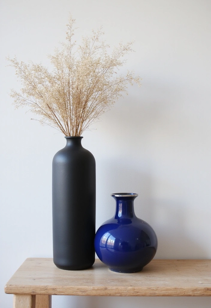 27 Black And Blue Ceramic Decor Ideas With Contrast Appeal 1 27 Black And Blue Ceramic Decor Ideas With Contrast Appeal - 1. Bold Black and Blue Vases