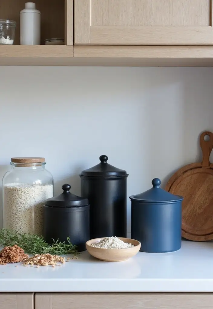 27 Black And Blue Ceramic Decor Ideas With Contrast Appeal 30 27 Black And Blue Ceramic Decor Ideas With Contrast Appeal - 10. Modern Kitchen Jars
