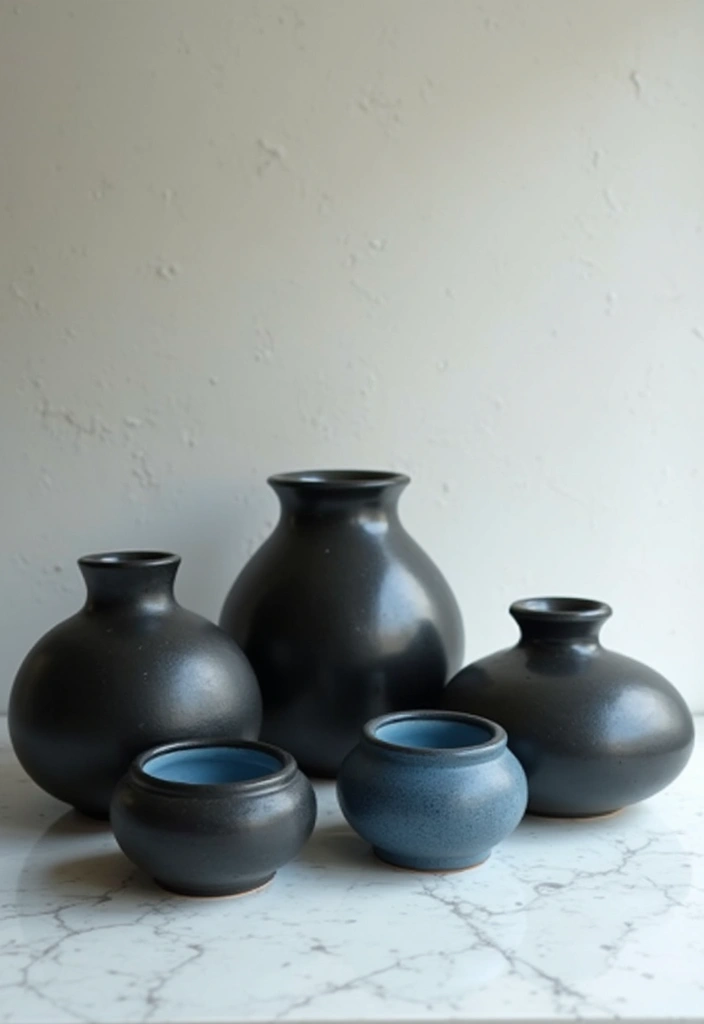 27 Black And Blue Ceramic Decor Ideas With Contrast Appeal 39 27 Black And Blue Ceramic Decor Ideas With Contrast Appeal - 17. Minimalist Pottery