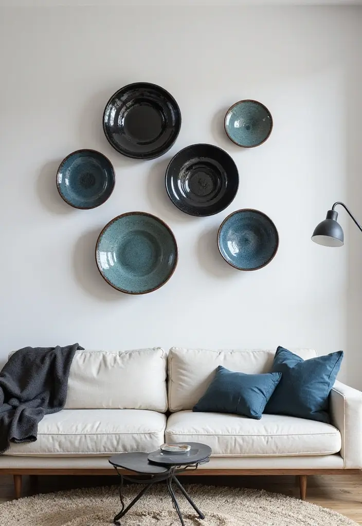 27 Black And Blue Ceramic Decor Ideas With Contrast Appeal 55 27 Black And Blue Ceramic Decor Ideas With Contrast Appeal - 27. Contemporary Wall Hangings
