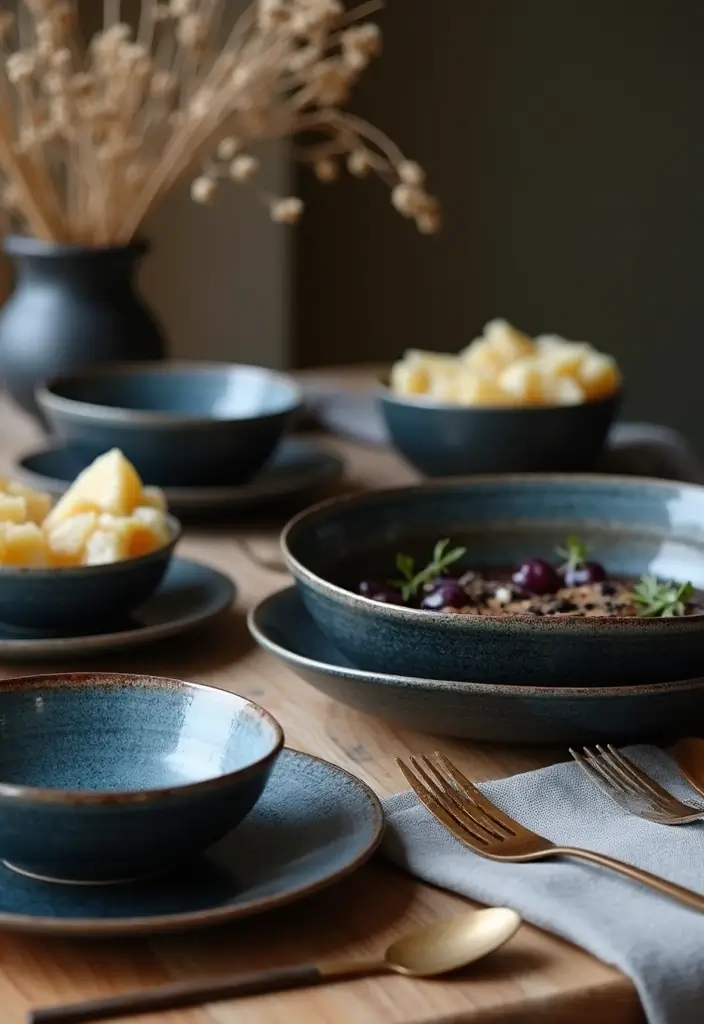 27 Black And Blue Ceramic Decor Ideas With Contrast Appeal 9 27 Black And Blue Ceramic Decor Ideas With Contrast Appeal - 3. Minimalist Ceramic Bowls
