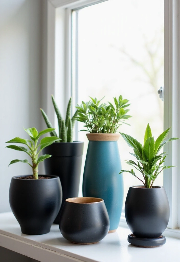 27 Black And Blue Ceramic Decor Ideas With Contrast Appeal 10 27 Black And Blue Ceramic Decor Ideas With Contrast Appeal - 4. Chic Ceramic Planters