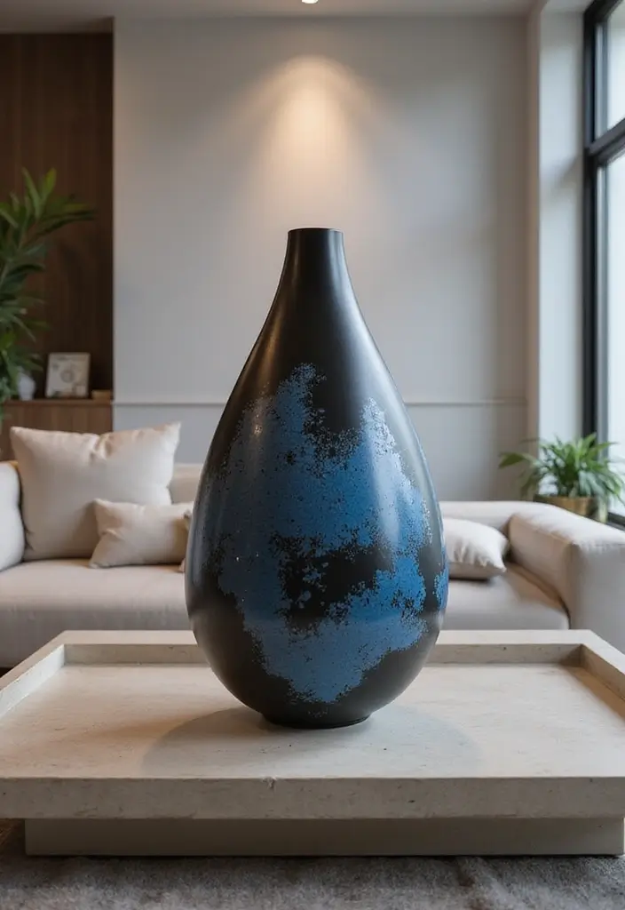 27 Black And Blue Ceramic Decor Ideas With Contrast Appeal 18 27 Black And Blue Ceramic Decor Ideas With Contrast Appeal - 6. Sculptural Decorative Pieces