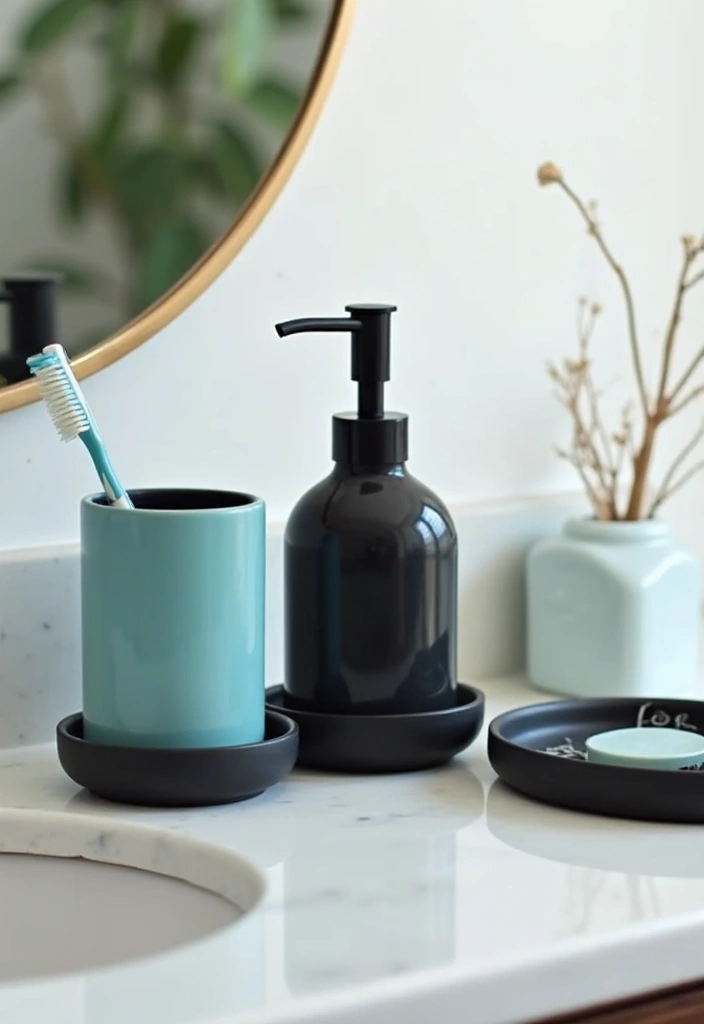 27 Black And Blue Ceramic Decor Ideas With Contrast Appeal 19 27 Black And Blue Ceramic Decor Ideas With Contrast Appeal - 7. Stylish Bathroom Accents