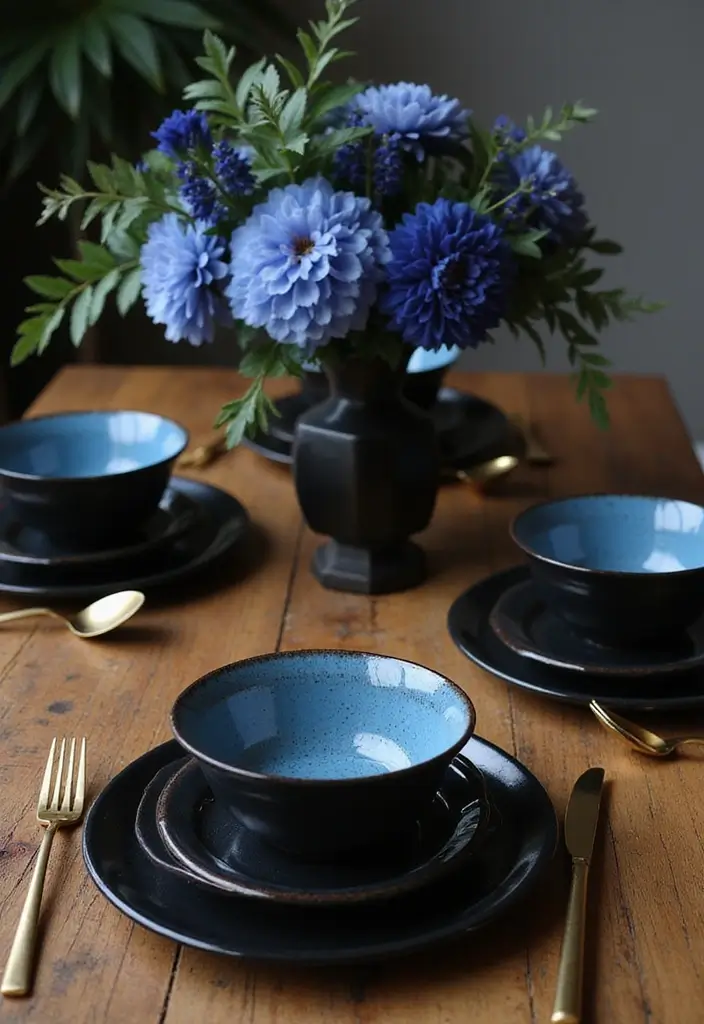 27 Black And Blue Ceramic Decor Ideas With Contrast Appeal 22 27 Black And Blue Ceramic Decor Ideas With Contrast Appeal - 8. Elegant Table Settings