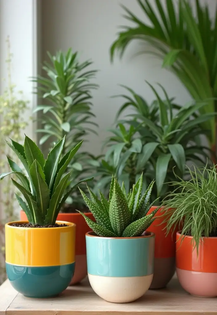 27 Ceramic Planter Decor Inspirations For Green Spaces 59 27 Ceramic Planter Decor Inspirations For Green Spaces - 17. Color-Blocked Planters for Bold Statements
