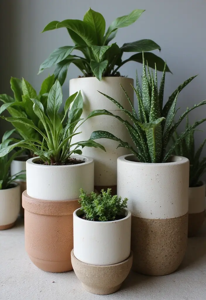 27 Ceramic Planter Decor Inspirations For Green Spaces 71 27 Ceramic Planter Decor Inspirations For Green Spaces - 21. Layered Textures with Multi-Pot Arrangements