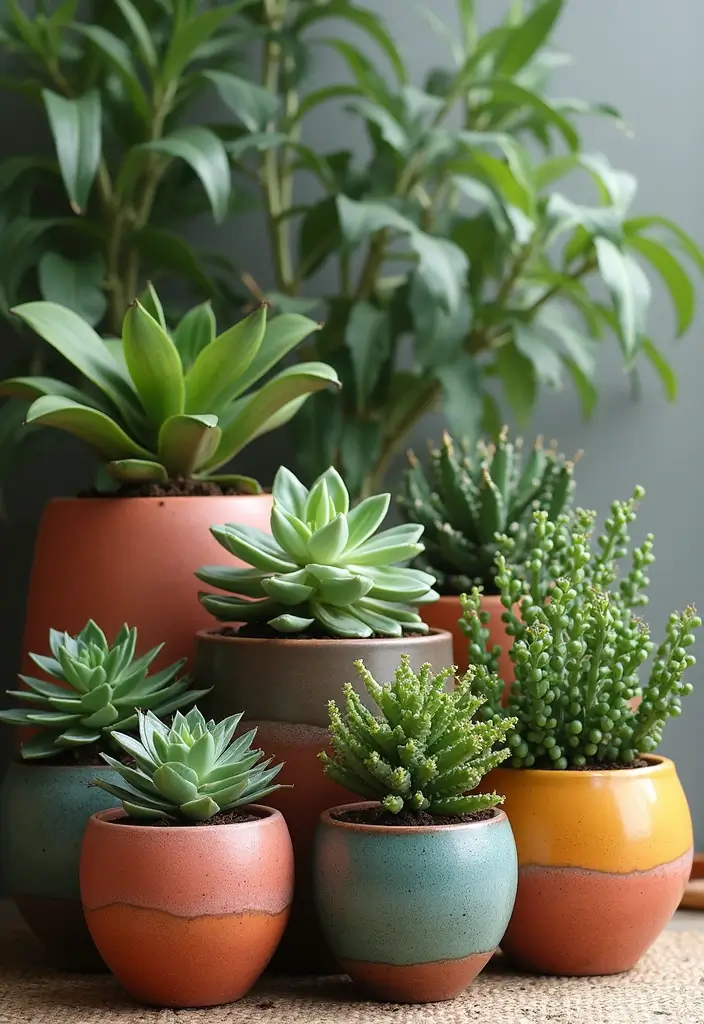 27 Ceramic Planter Decor Inspirations For Green Spaces 78 27 Ceramic Planter Decor Inspirations For Green Spaces - 24. Layered Color Combinations