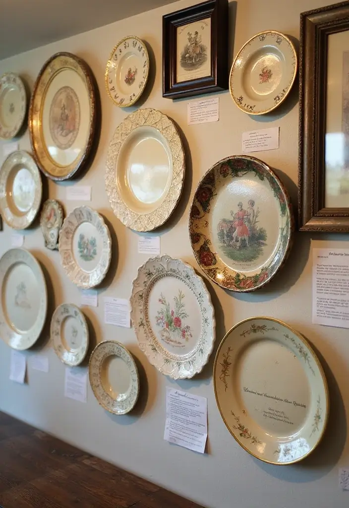 27 Ceramic Plate Wall Decor Ideas That Feel Timeless 18 27 Ceramic Plate Wall Decor Ideas That Feel Timeless - 6. Family Heirloom Display