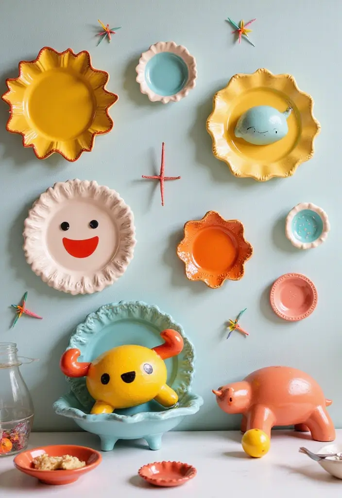 27 Ceramic Plate Wall Decor Ideas That Feel Timeless 27 27 Ceramic Plate Wall Decor Ideas That Feel Timeless - 9. Whimsical Plate Arrangements
