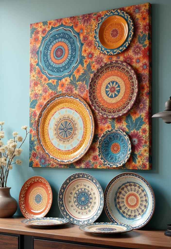 27 Creative Home Decor Ideas Using Ceramic Plates 55 27 Creative Home Decor Ideas Using Ceramic Plates - 17. Create Plate Art on Canvas
