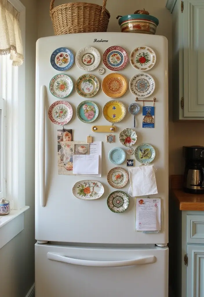 27 Creative Home Decor Ideas Using Ceramic Plates 79 27 Creative Home Decor Ideas Using Ceramic Plates - 23. Create Plate Magnets for the Fridge
