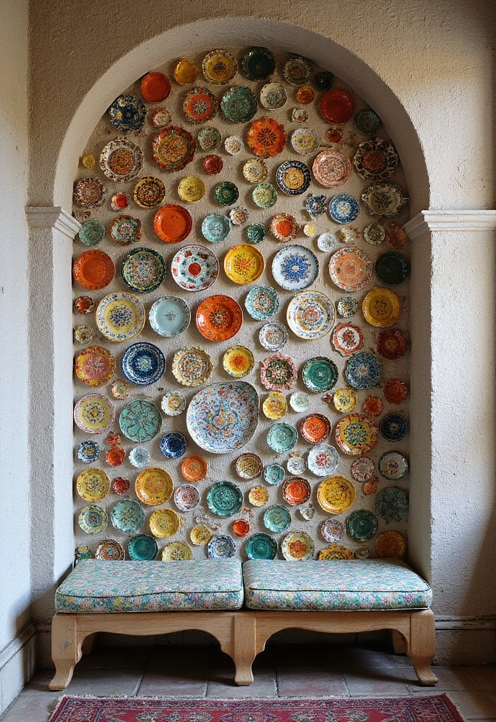 27 Creative Home Decor Ideas Using Ceramic Plates 17 27 Creative Home Decor Ideas Using Ceramic Plates - 5. Create a Tiled Mural with Plates