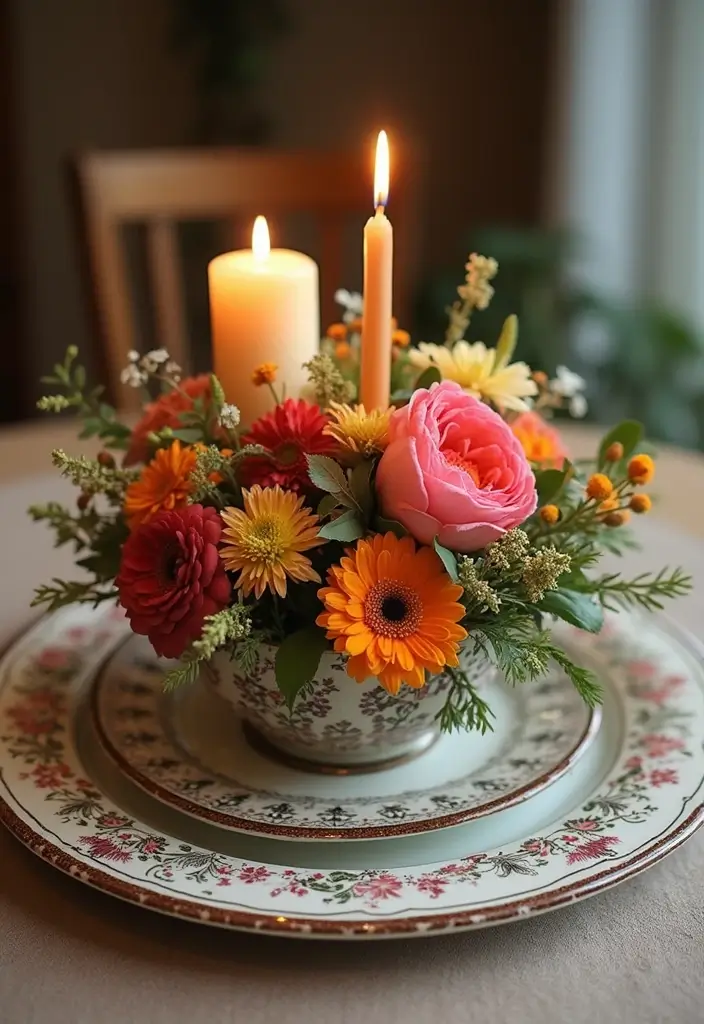 27 Creative Home Decor Ideas Using Ceramic Plates 18 27 Creative Home Decor Ideas Using Ceramic Plates - 6. Design a Plate Centerpiece for Your Table