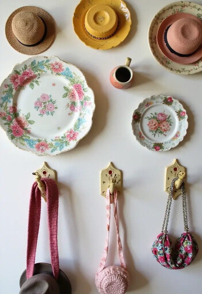 27 Creative Home Decor Ideas Using Ceramic Plates 19 27 Creative Home Decor Ideas Using Ceramic Plates - 7. Use Plates as Wall Hooks