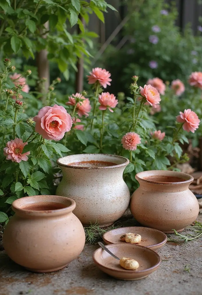 27 Outdoor Ceramic Decor Inspirations To Elevate Your Garden 81 27 Outdoor Ceramic Decor Inspirations To Elevate Your Garden - 13. Rustic Ceramic Jars