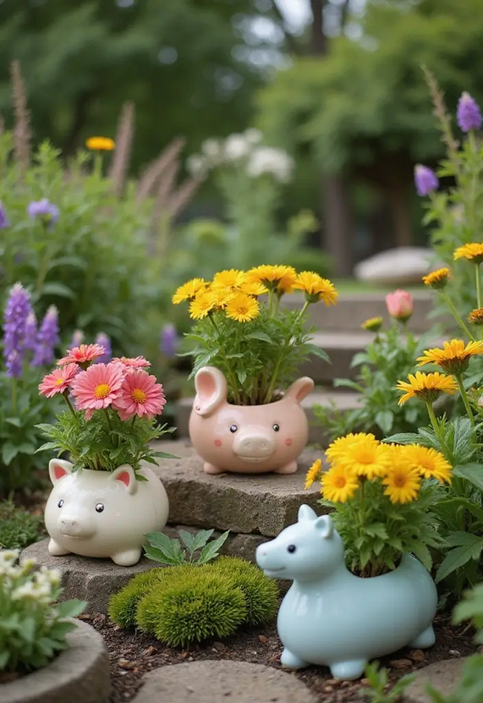 27 Outdoor Ceramic Decor Inspirations To Elevate Your Garden 95 27 Outdoor Ceramic Decor Inspirations To Elevate Your Garden - 15. Fun Animal Planters